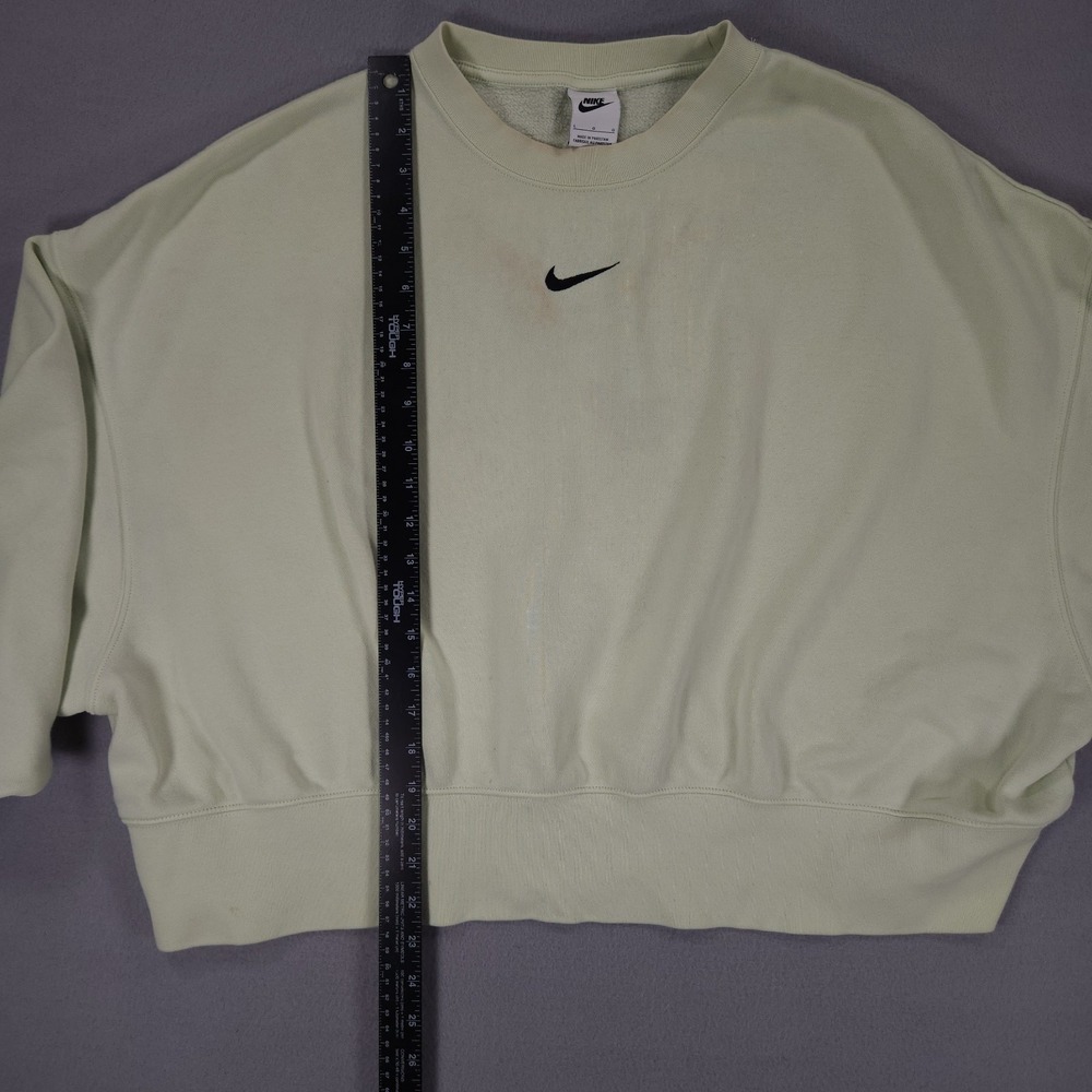 Nike Dri-Fit Women Cropped Sweatshirt Green Oversized Top Embroidered Swoosh L - Picture 5 of 8